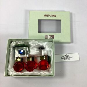 Oleg Cassini Crystal Train Locomotive Figure Paperweight Signed Etch Multicolor